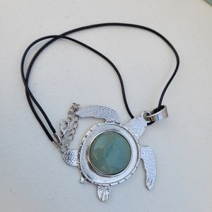 Silver & Adventurine Turtle Necklace